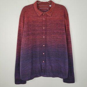 Robert Graham Button Shirt Long Sleeve Ombre Flip Cuff Knit Red Purple Size 3XL
